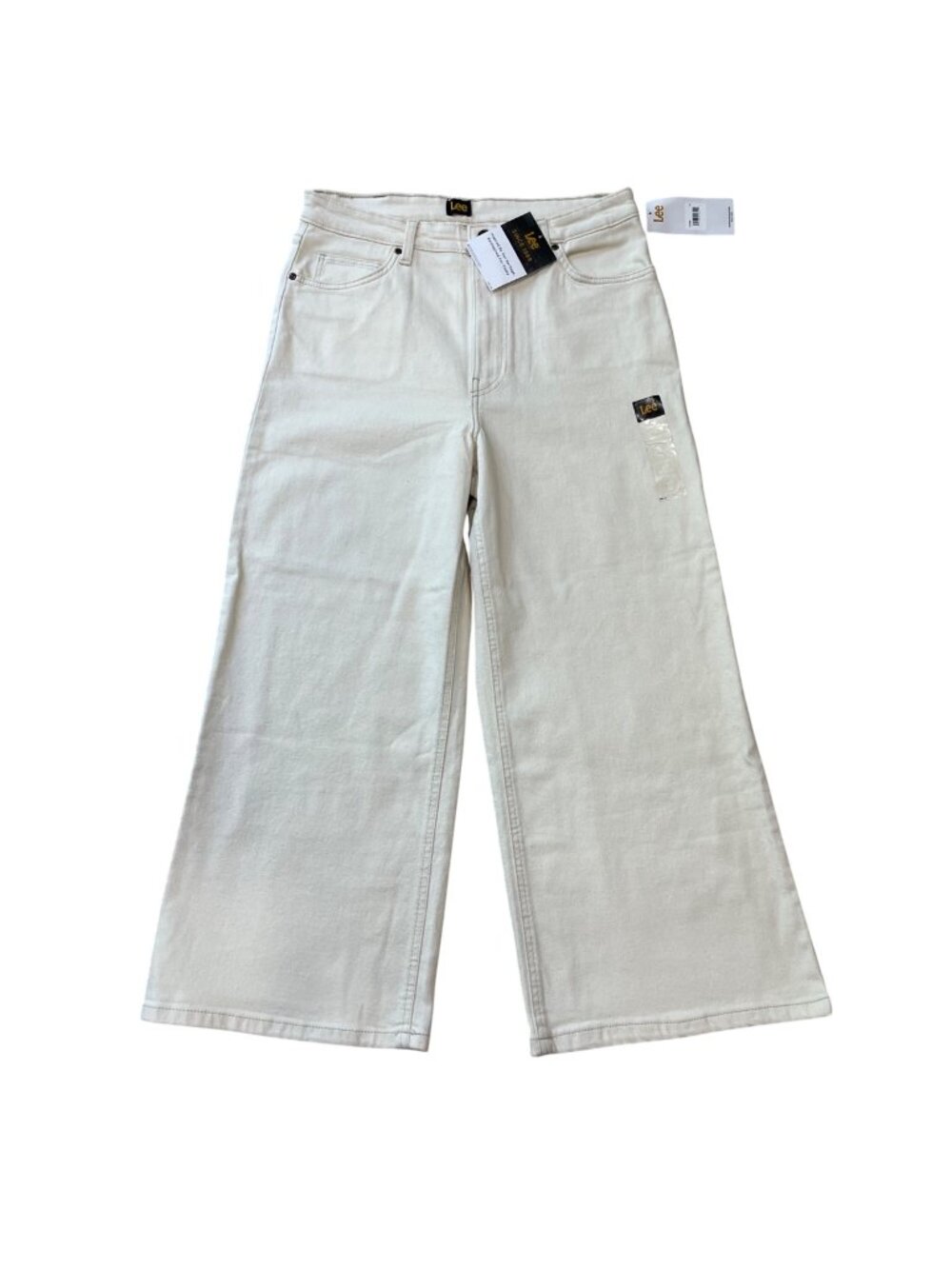 Lee High Rise A-Line Crop Jeans Womens Size 12 Neutral Straight Leg Cotton Denim